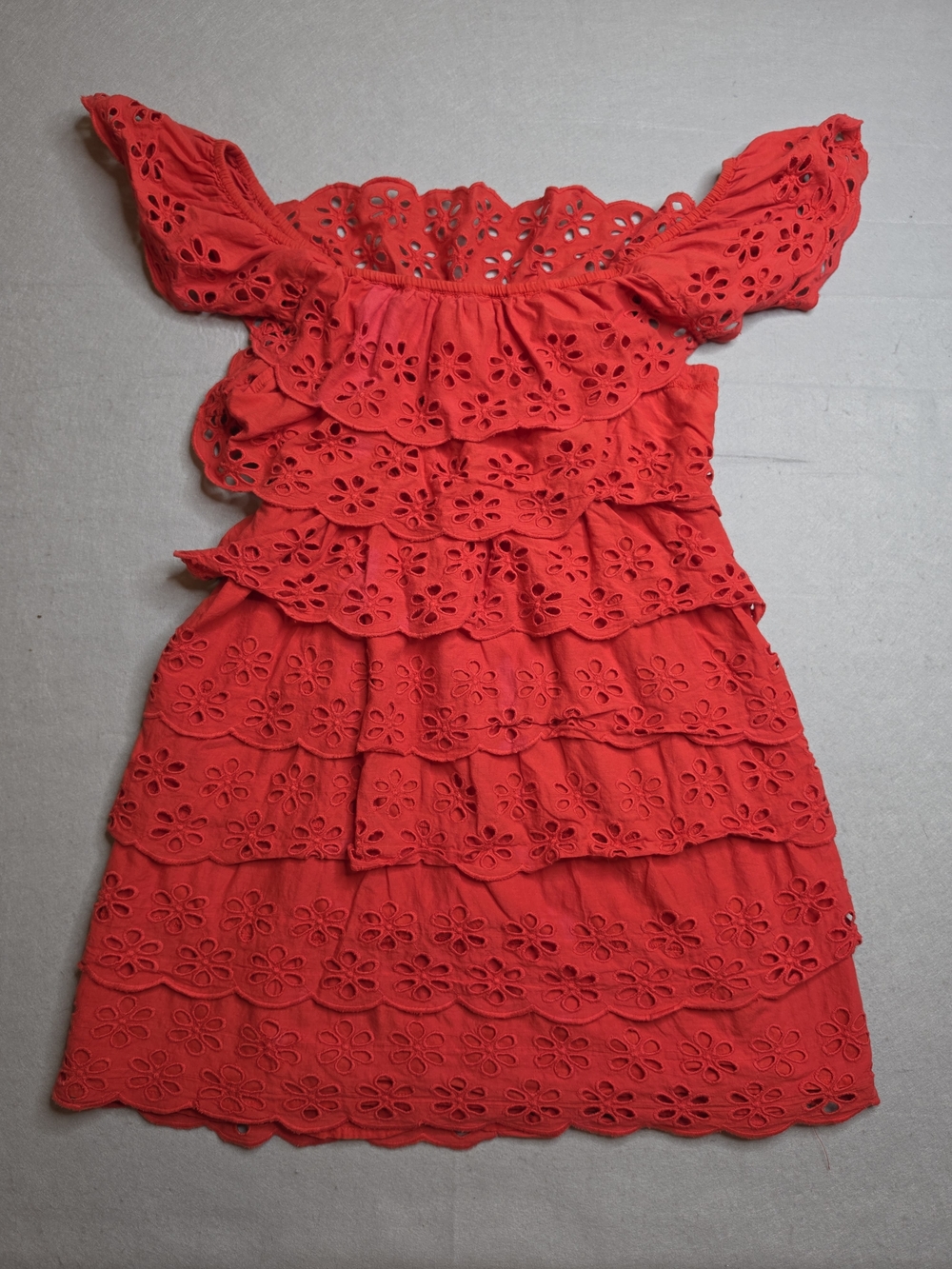 Show Me Your MuMu Red Shoulder Eyelet Ruffle Dress